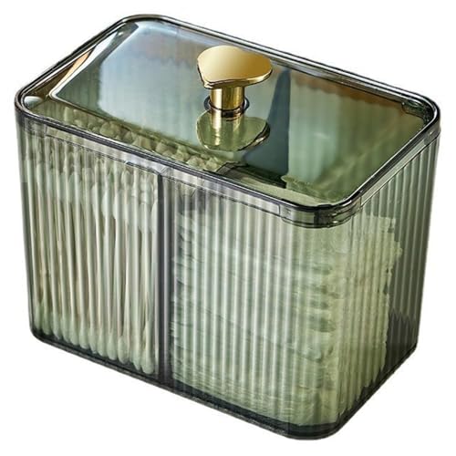 WIWIUXY Qtips Holder Bathroom Container,3-Section Cotton Ball/Swabs Dispenser,3 Grids Apothecary Jar Organizer, Cosmetics ...