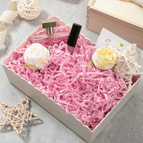 Mefleet 1/2 LB Crinkle Cut Paper Shred Filler 8 oz Light Pink Crinkle Shredded Paper for Gift Box - Gift Basket Bag Filler...