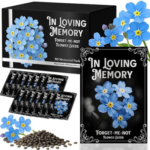 60Pack Forget Me Not Seeds Bulk - Memorial Seed Packets for Funeral Favors, Celebration of Life, Remembrance Gifts - Easy ...