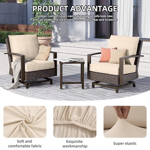 DREAHOTEXTIL 8Pcs Outdoor Cushion Covers, Patio Cushion Covers,Stretch Elastic Slipcovers, Replacement Washable & Reusable...