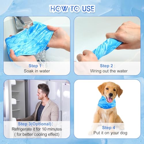 Talltalk 5 Pieces Dog Cooling Bandanas Neck Wraps Ice Scarf Pet Dog Cooling Collar Hunting Training Hiking Camping Accesso...