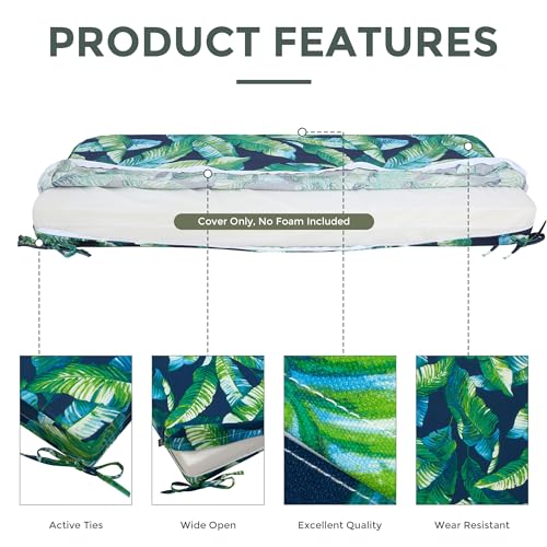 Magpie Fabrics Patio Bench Loveseat Cushion Covers (Replacement Cover only, No Insert!), Waterproof Fade Resistant Swing C...