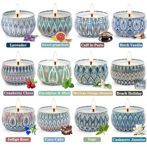 Scented Candles Gift Set, 12 Pack Aromatherapy Candles for Women, Candles for Home Scented, 300H Long Burning, Soy Wax Can...