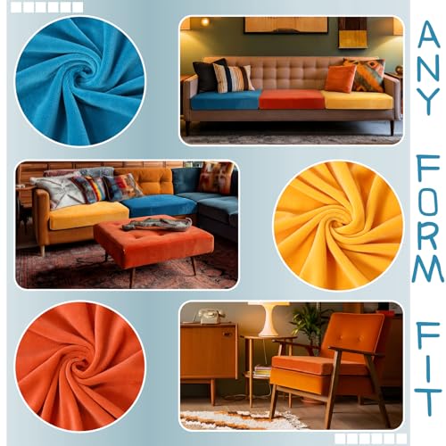 HunnmingRe 3 Pcs Velvet Stretch Couch Cushion Covers Mid Century Modern Decor Single Sofa Seat Covers Armchair Cover with ...