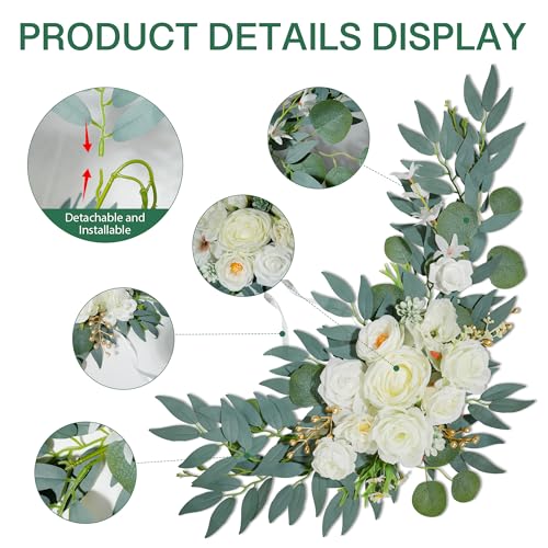 NKLTD Wedding Arch Flowers (2pack),Flower Arch Stand,Flower Garland,for Wedding Outdoor Decorations Floral swags and Garla...