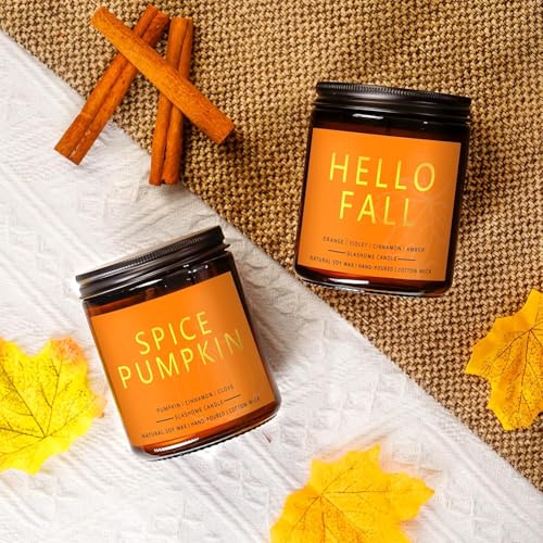 Fall Candles Set | 4 Pack Candles for Home Scented Natural Soy Wax, Autumn Gifts Set for Women Men, Fall Fragrance of Hell...