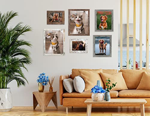Califortree Rustic White 5x7 Picture Frame - Display Photos 4x6 with Mat or 5x7 Without Mat - Real Glass Frames for Wall a...