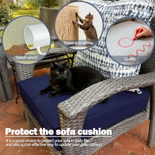 Sqodok Patio Cushion Covers 24x24 inch, Waterproof Outdoor Cushion Covers Replacement 4Pack Patio Cushion Slicovers for Se...