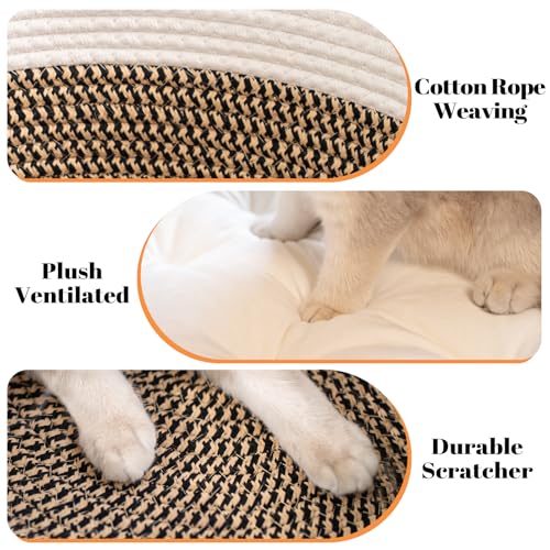 CHEERHOME PETS Cat Bed Basket with Cushion, Cute Pet Bed for Indoor Cats Couch, Kitten Bed for Medium and Large Cat, All S...