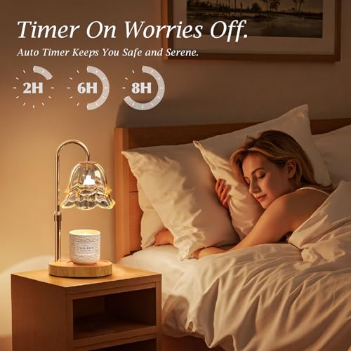 BYART Candle Warmer Lamp with Timer Dimmable, Adjustable Height Wax Melts Warmer for Jar Candles, Birthday Mothers Day Gif...