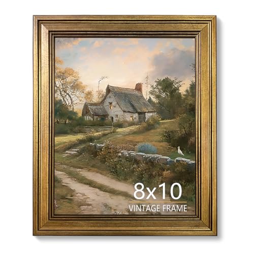 Aruifinw 8x10 Picture Frame - Vintage Gold Picture Frame for Tabletop & Wall Mount, 8 x 10 Photo Frame for Living Room, Be...