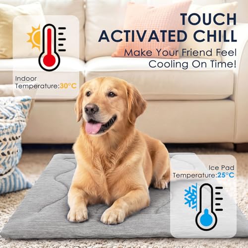 ASENKU Dog Cooling Mat, Portable & Durable Cooling Mat for Dogs, Summer Anti-Slip Breathable Cooling Bed for Medium-Large ...