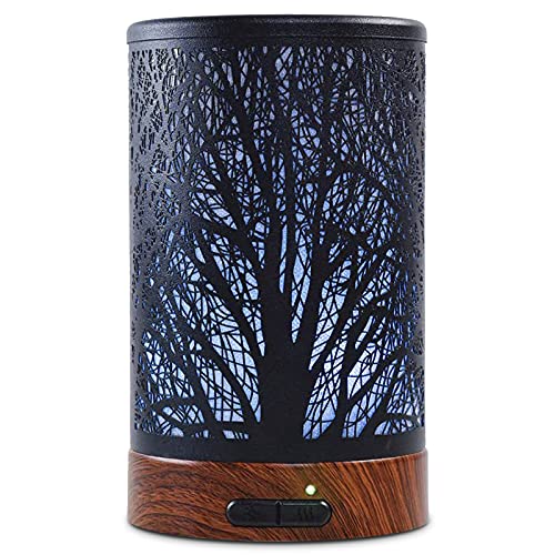EQUSUPRO Essential Oil Diffuser 150ml Black Metal Aromatherapy Oil Diffuser Ultrasonic Cool Mist Diffuser with Auto Shut-O...