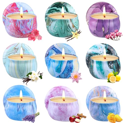 Scented Candles Gift Set, 9 Pack Candles for Home Scented Long Lasting Natural Soy Wax Aromatherapy Candle Set Birthday Gi...