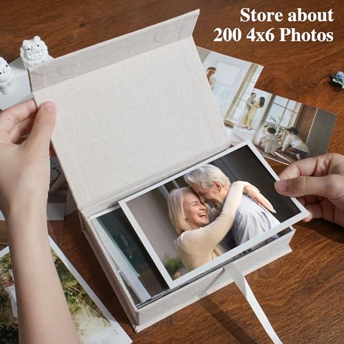 Yopih 5x7 Linen Photo Storage Box - Ideal for Preserving and Organizing Your Precious Photos, Certificates, Scrapbooking S...