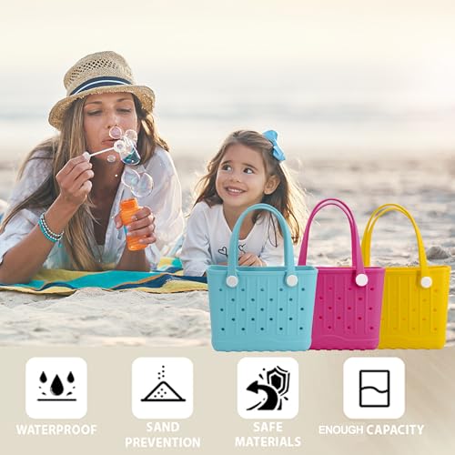 Forrader Rubber Tote Bag Small Beach Bag Waterproof Travel Bags Washable Tote Portable Handbag for Sports Beach Outdoor