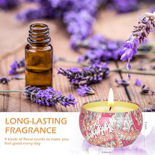 9 Pack 22.5oz in Total Scented Candles Gifts for Women,140-160 Hours Home Scented Candles,Aromatherapy Candle Gifts Set, S...