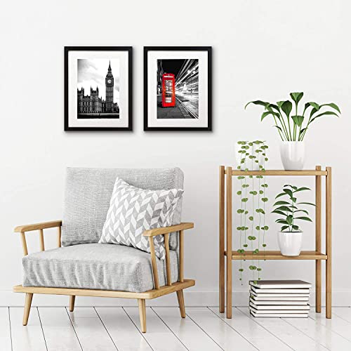 Americanflat 11x14 Picture Frame with Shatter-Resistant Glass - Set of 2 - Use as 8x10 Frame with Mat or Display 11x14 Pho...