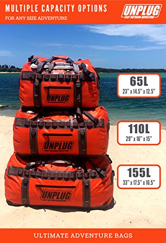 UNPLUG Ultimate Adventure | 1680D Heavy Duty Waterproof Bag | Large Travel Bag which can be Used for Camping, Motorcyclin...