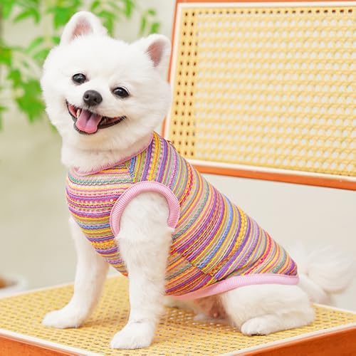JAAQUCD 2 Pack Summer Small Dog T-Shirts with Leash Ring Breathable Girl Puppy Clothes Cooling Boy Cats Outfits Sleeveless...