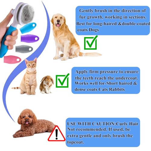 Self Cleaning Slicker Brush - Cat Brush Skin-Friendly Deshedding Grooming Massaging Tool for Long & Short Haired Pets, Cat...