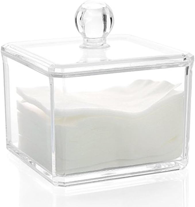 Kamay's Transparent Cotton Ball Pad Swabs Make Up Pads Dispenser Holder Organizer Container with lid Multifunction Acrylic...