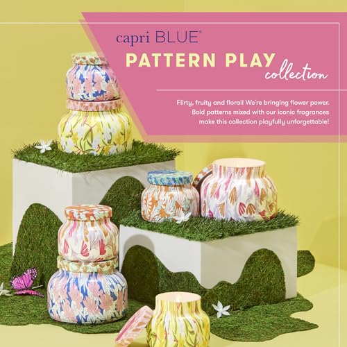 Capri Blue Scented Candles - Pattern Play Glass Jar Candles - Long Lasting Soy Wax Blend - Luxury Home Decor - Notes of Tr...