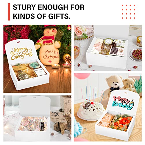 PEKGRIL 15 PCs Gift Boxes with Lids, White 10X8X4 Inch Gift Boxes, Bridesmaid Proposal Box with Ribbon, Kraft Paper Boxes ...