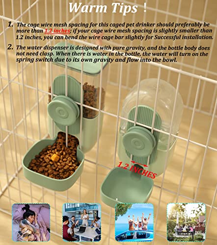 Kenond 35oz Hanging Automatic Pet Food Water Dispenser, Auto Gravity Pet Feeder and Waterer Set, Cage Cat Food Bowl Dog Fe...