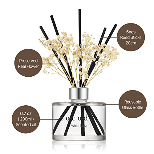 COCODOR Flower Reed Diffuser Set / 6.7oz / Garden Lavender/Scent Diffuser with Sticks Home Fragrance Oil Reed Diffuser for...