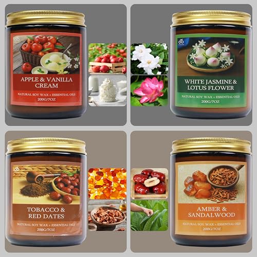 YuuKiin Luca Candles for Home Scented, Soy Wax Candle Set 50H Burn, Gift Set Women & Mens Gifts Ideas, Clean Cotton Wick, ...