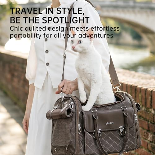 Touchdog Pioneer Light Luxury Pet Carrier Backpack, Airline-Approved Dog Soft-Sided Carriers with High-End Leather & Venti...