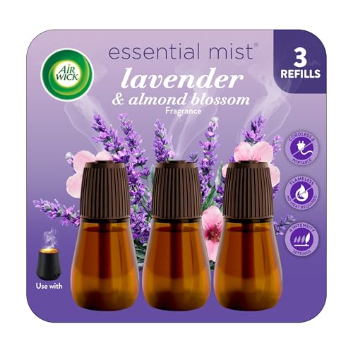 Air Wick Essential Mist Refill, Essential Oils Diffuser, Lavender and Almond Blossom, 3 ct, Air Freshener, Aroma diffuser