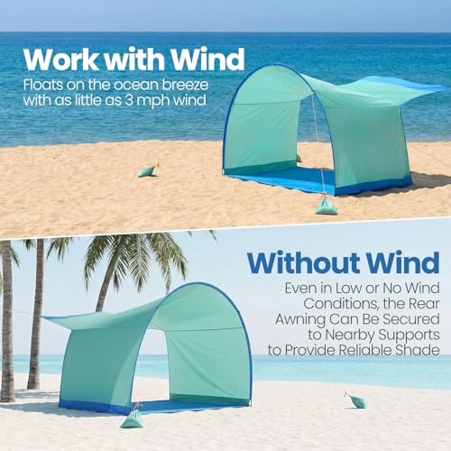 DOYXC Beach Shelter, Wind-Powered Beach Tent Sun Shelter with UPF50+ UV Protection, Lightweight & Portable Easy Setup Beac...