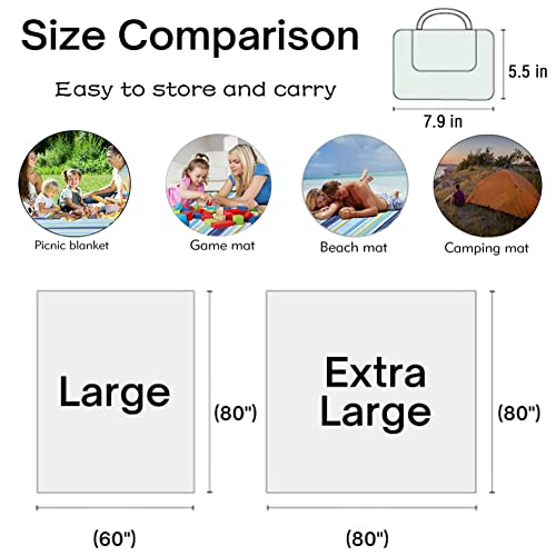 K Y KANGYUN 80x80 in Extra Large Picnic Blanket Outdoor Beach Blankets, Water-Resistant Foldable Sandproof Blankets Cute P...