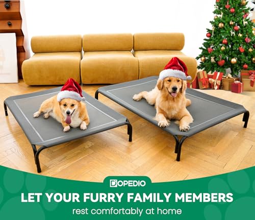 Elevated Dog Bed Raised Outdoor Dog Cot for Medium Dogs, Installation Requires No Tools, Frame with Washable Cooling Breat...