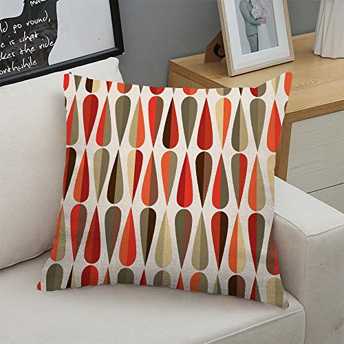 Ofocam Throw Pillow Cover Mid Century Modern Style Retro with Drop Shapes in Tones Abstract Decorative Throw Pillow Cushio...