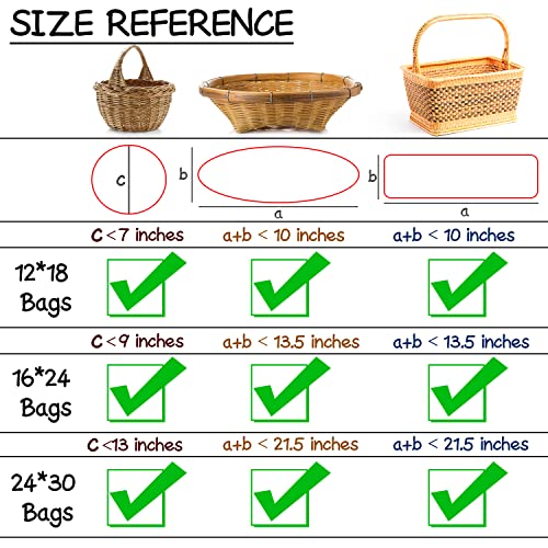 Labeol 50pcs Cellophane Bags 3 Sizes Cellophane Wrap for Gift Baskets 24x30 16x24 12x18 Large Clear Plastic Packaging Bags...