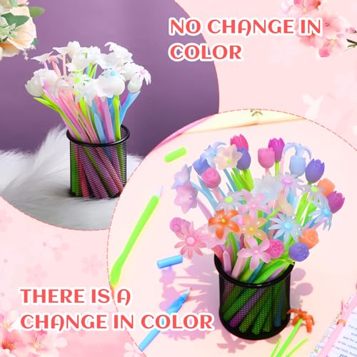 Spakon 36 Sets Teacher Appreciation Gifts 36 Color Changing Flower Pens 36 Thank You Cards Tulip Rose Pen for Teachers Tea...