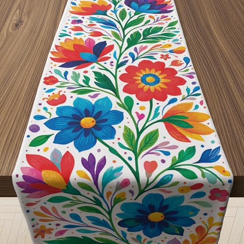 Cinco De Mayo Decorations - Mexican Floral Table Runner for Fiesta Party Decorations | Mexican Theme Birthday Decorations ...