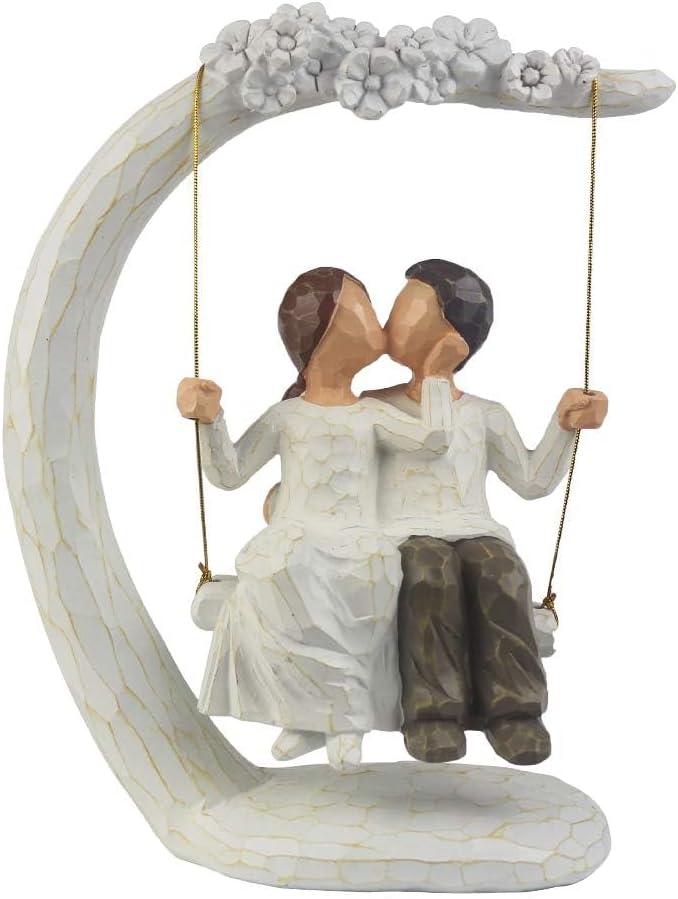 jinhuoba Romantic Wedding Couple Figurines, Hand Painted Loving Together Sculpture, Best Valentine Marriage Anniversary We...