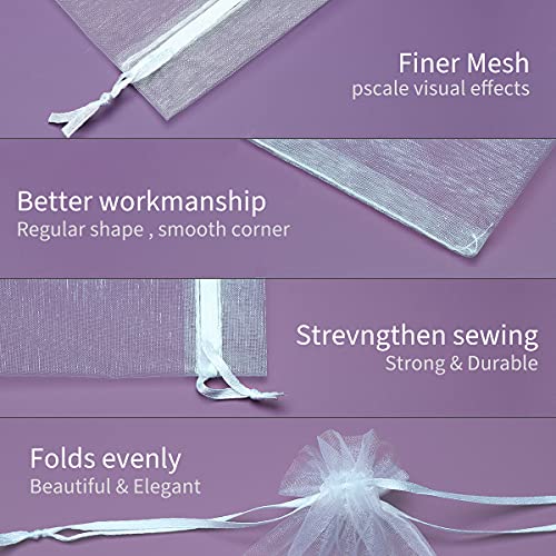Akstore 50PCS Premium Sheer Organza Gift Bags, 3X4 inch (usable size: 3 x 2.9 inches) Elegant Jewelry Pouches (White)