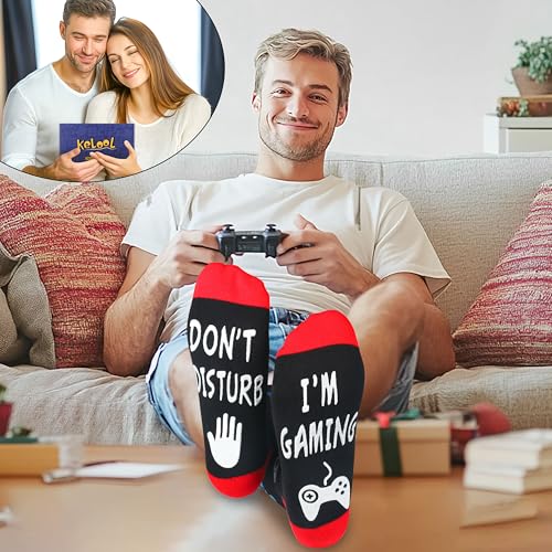 Kelool Do Not Disturb I'm Gaming Socks,Men Gifts for Men Teen Boys Dad Son Kid St Patricks Day Father Mothers Day Socks Gifts