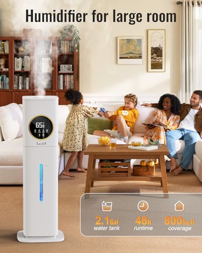 Humidifiers for Bedroom, 2.1Gal/8L Humidifier large room with Essential Oil Diffuser, Night Light, Top Fill Whole House Co...