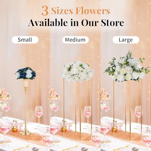 NUPTIO Artificial Flower Centrepieces for Tables - 10 Pcs Navy Blue & White Fake Flowers Roses Balls 9.5in Diameter - Silk...