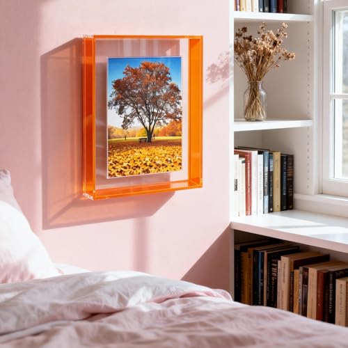 Mutellstory 8x10 Acrylic Picture Frame Neon Floating Photo Frame for Wall Mount and Tabletop Decorative in Gallery Home Of...