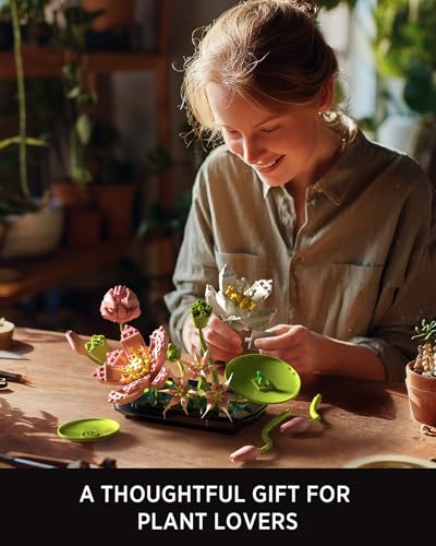 Nifeliz Lotus Flower Building Set for Adults, Botanical Decoration for Table or Office, A Nature-Inspired Gift for Plant L...