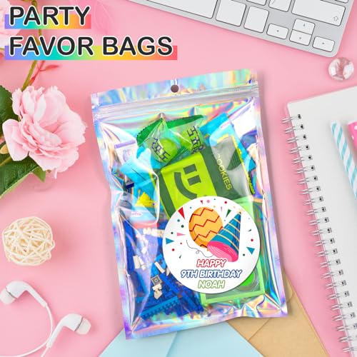 Funfery 6.3x9.4in Smell Proof Holographic Resealable Bags,Mylar Foil Bags with Zipper,Iridescent Party Favor Bag for Goodi...
