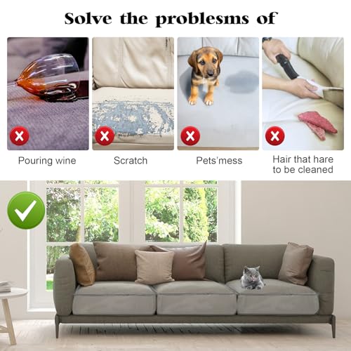 HFYZZ 4 Pcs Plastic Sofa Seat Cushion Covers Clear PVC Waterproof Sofa Couch Covers Sofa Seat Slipcover for Against Cat Do...