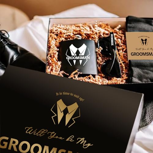 PartyGifts&beyond 8 Pcs Groomsmen Proposal Gift Box 6 Will You Be My Groomsman Gift Box and 2 Will You Be My Best Man Box(...